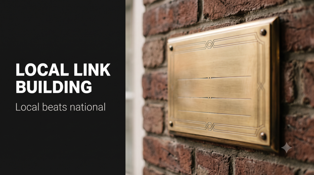 Brass chamber-of-commerce style plaque mounted on a weathered brick wall