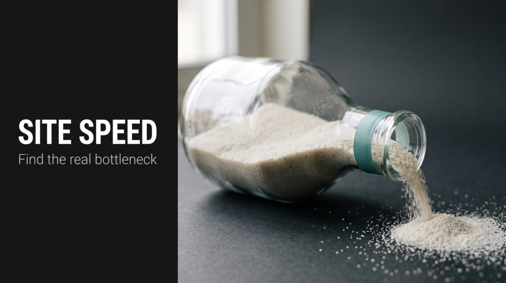Tilted glass bottle with sand streaming out through the constricted narrow neck